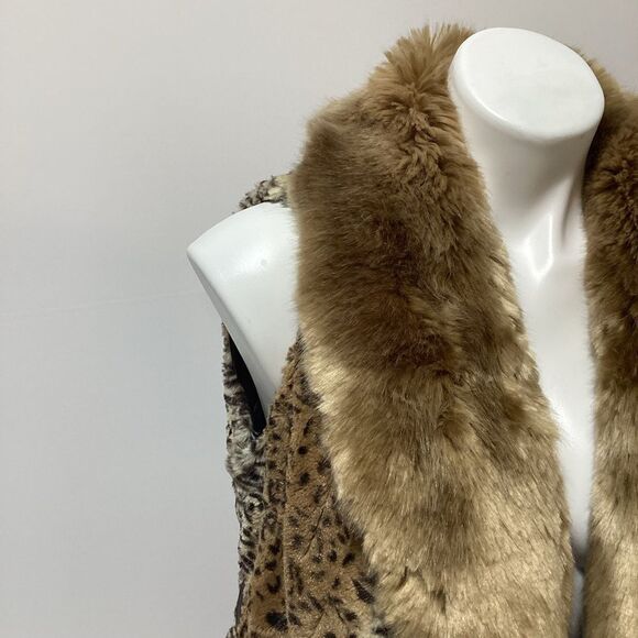 Faux Frenzi by DENA Animal Print Fake Fur Vest S - Picture 4 of 5